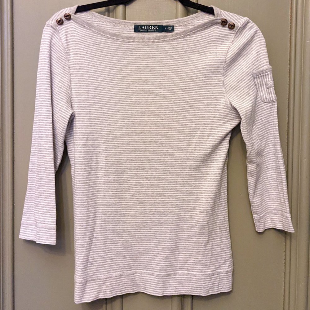 Striped Crew Neck 3/4 length sleeve Women's Shirt
